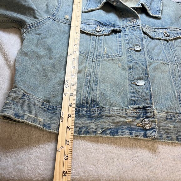 Zara Women's Denim Trucker‎ Jacket Size XXL Distressed Grunge - Picture 5 of 9